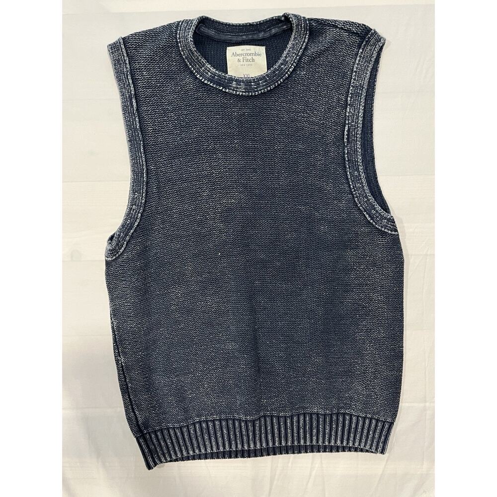Abercrombie & Fitch Sweater Vest Mens XXL Gray Knit Sleeveless Pullover